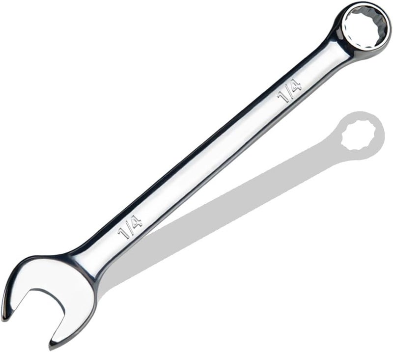 pgroup 1/4" SAE Combination Wrench, CR-V Steel with Mirror Polish, 12-Point Design, 15-Degree Offset, Perfect for Auto Repair, Household, Car & Truck Emergency - Image 1
